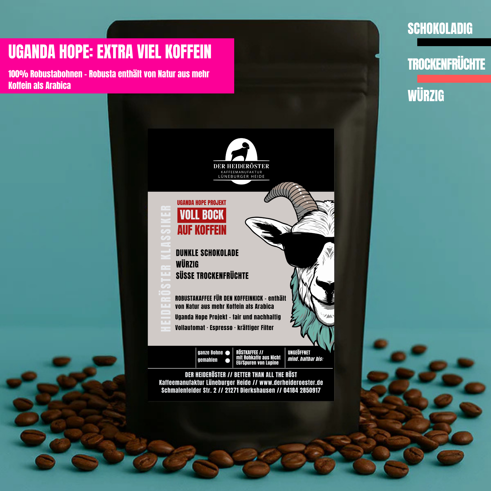UGANDA HOPE: VOLL BOCK AUF KOFFEIN ESPRESSORÖSTUNG  (ROBUSTA)