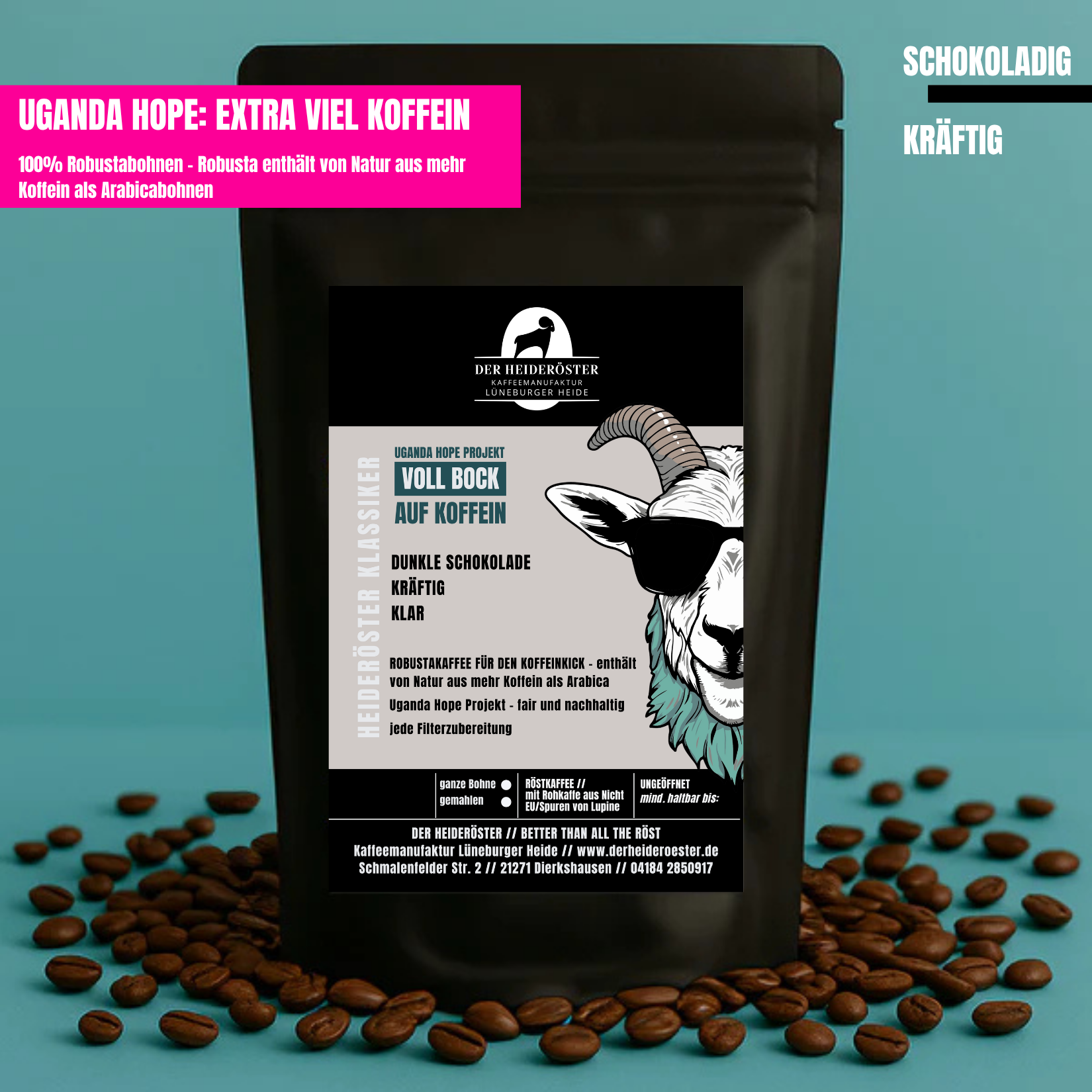 UGANDA HOPE: VOLL BOCK AUF KOFFEIN FILTERRÖSTUNG (ROBUSTA)